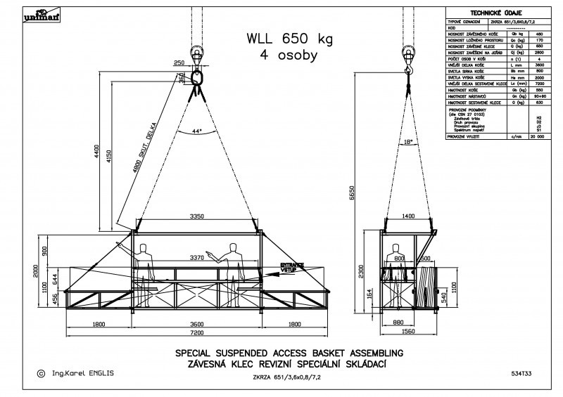 Special access cradles and access safety platforms UNIMAN Engliš s.r.o.